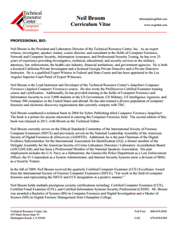 CV for Neil Broom Expert Witness in Computer Forensics Investigations in Winston-Salem